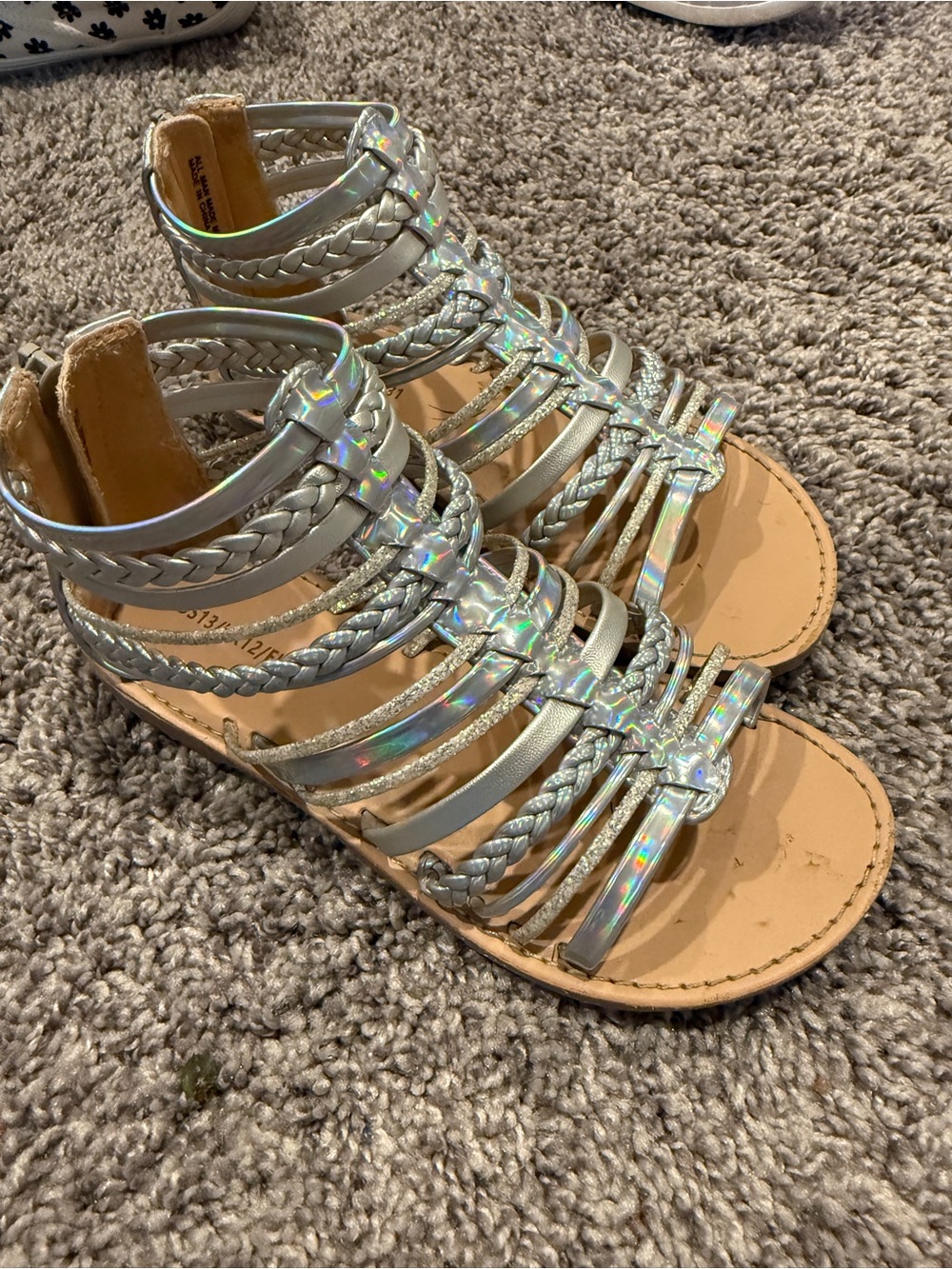 Girls silver shimmer gladiator sandals